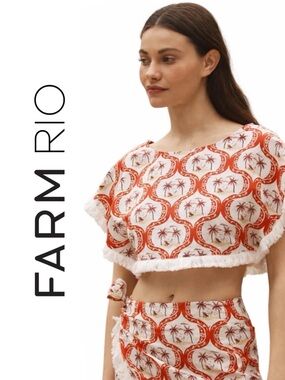 FARM Rio Summer Beach Linen Blouse